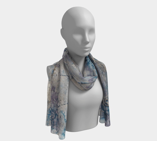 - Beauty within Chaos - Abstract Silk Luxury Scarf - Purple and Blue Scarf