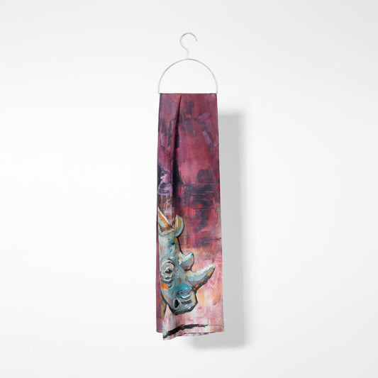 Purple Rhino Scarf - I am of and devoted to the Earth - Luxury Limited Edtition Silk Habotai Scarf