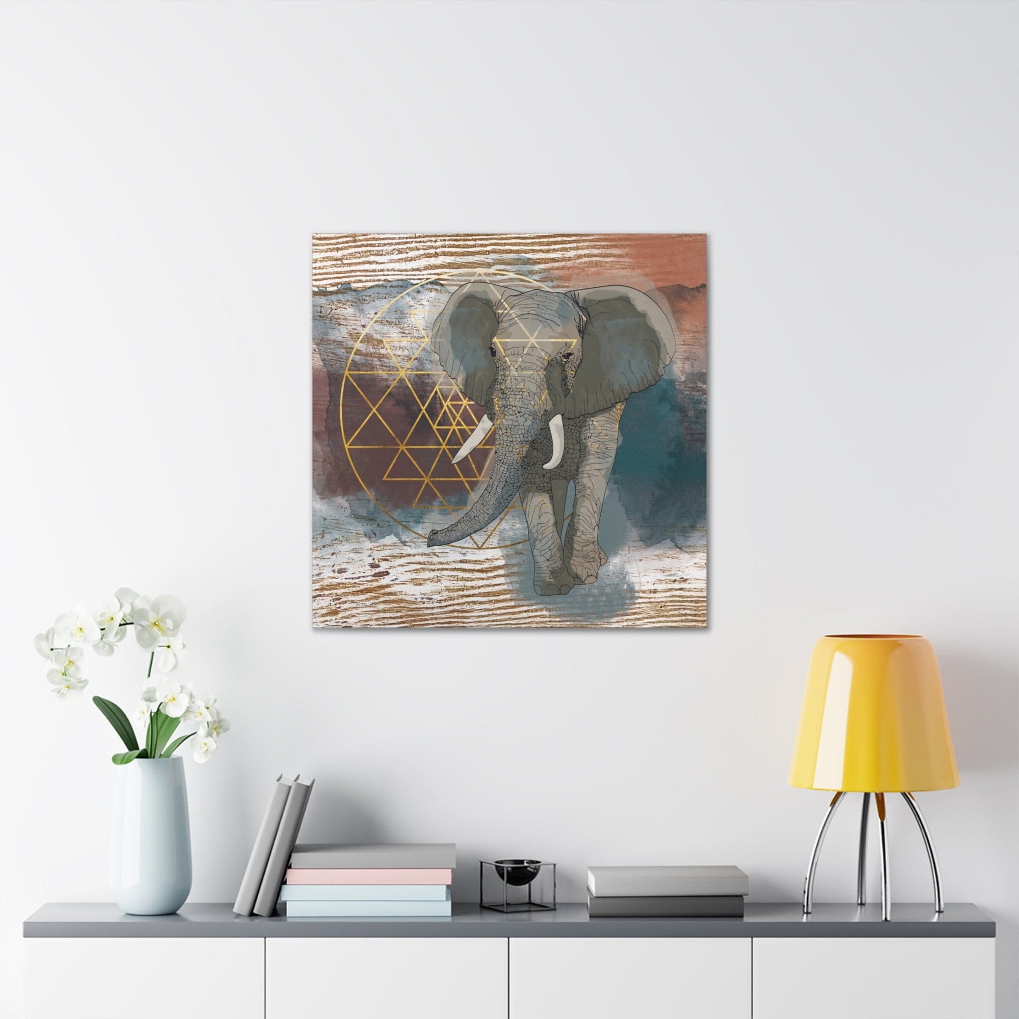 Canvas Wall Art sacred Geometry Elephant Wall Stretched Canvas Living Room Bedroom Ready to Hang