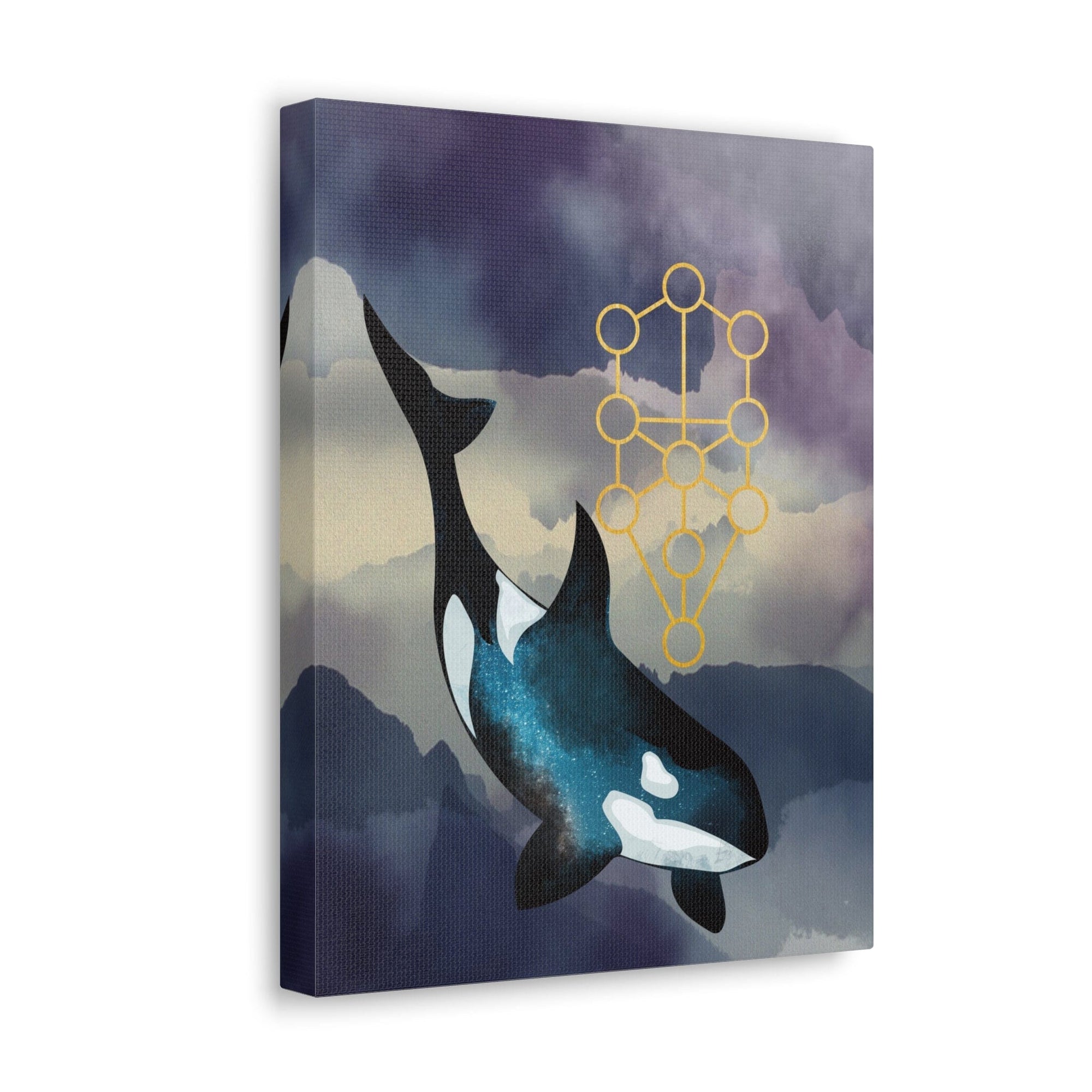 Canvas Print: Orca Sacred Geometry Watercolour Spiritual Home Decor