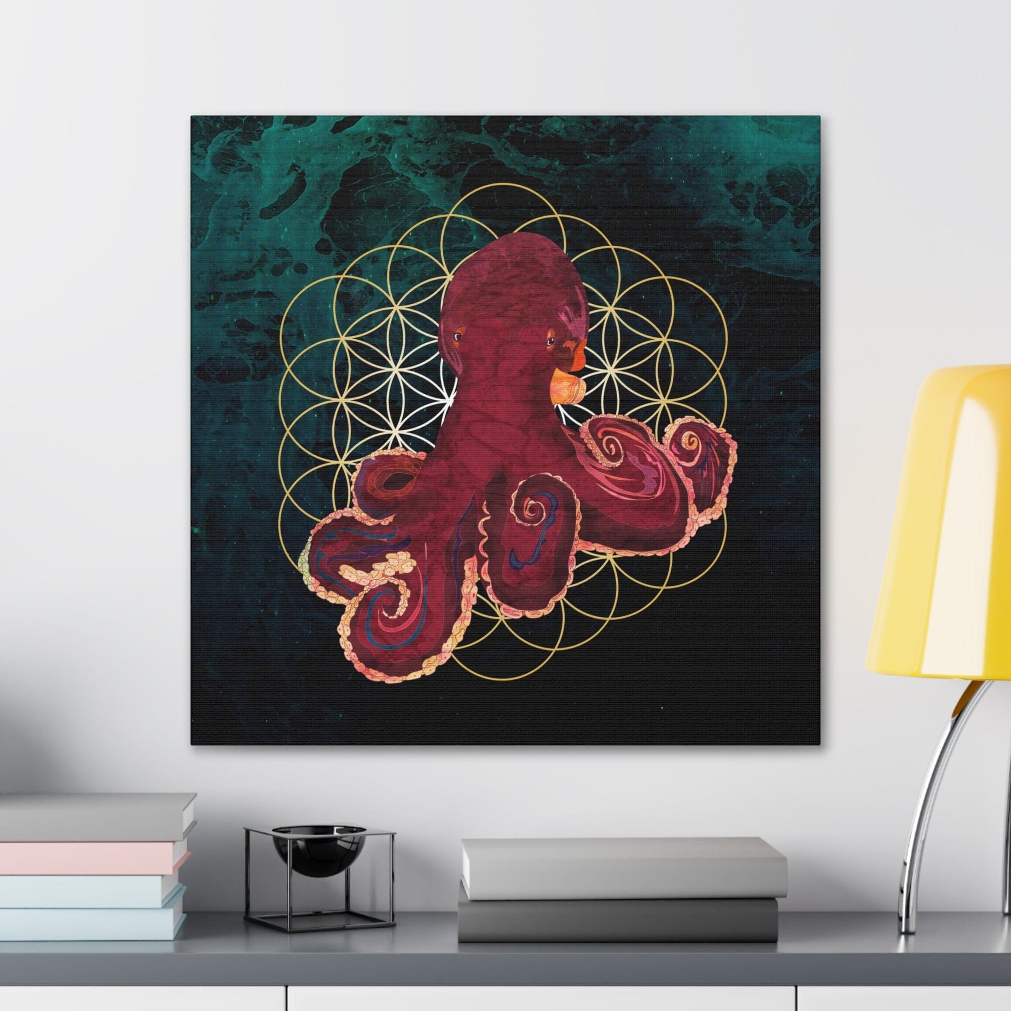 Ocean Sea Octopus, Bathroom Wall Decor, Yoga Studio Office Art, Canvas Prints Nautical  Ready to Hang