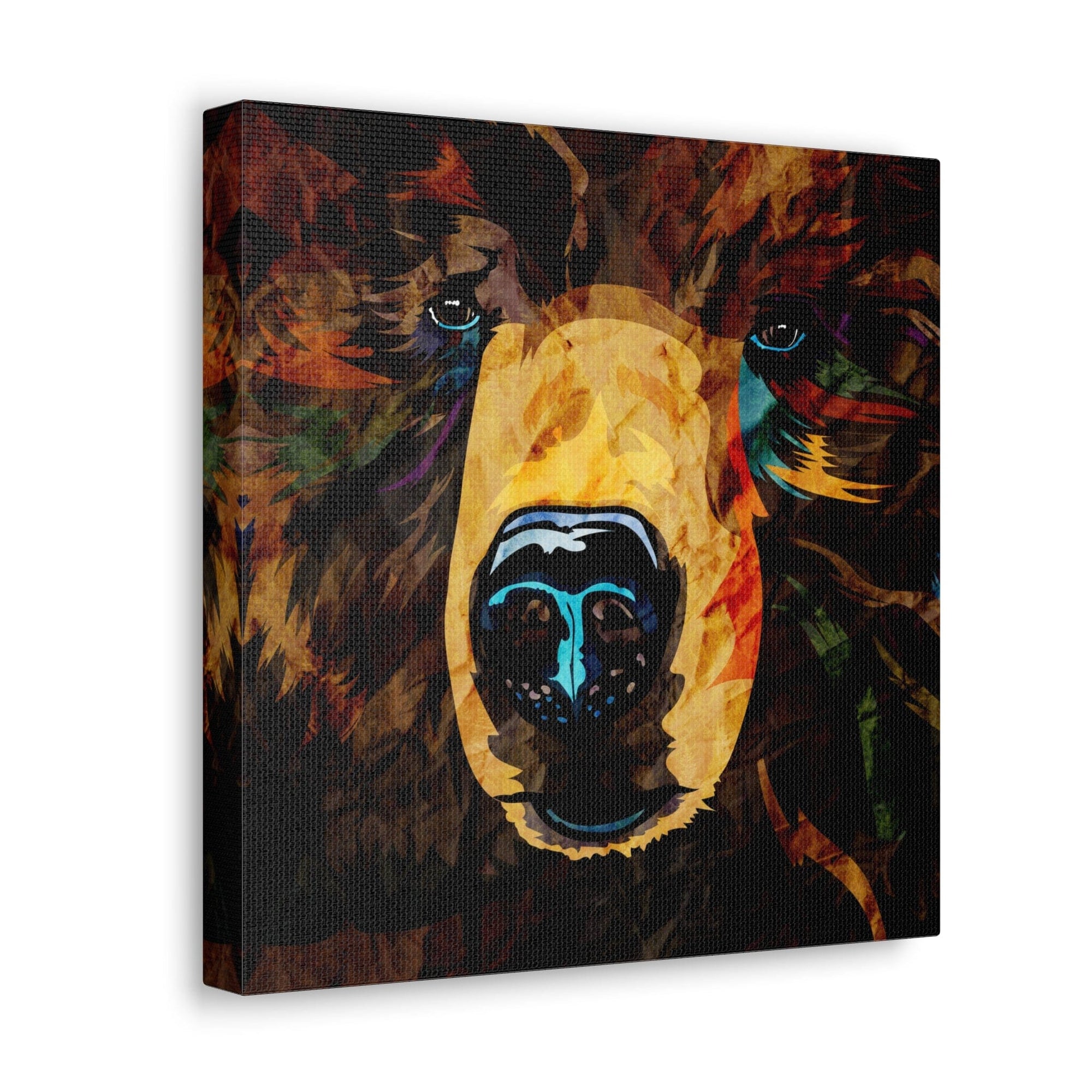 Grizzly Bear Canvas Gallery Wrap - Colorful Animal Wall Art