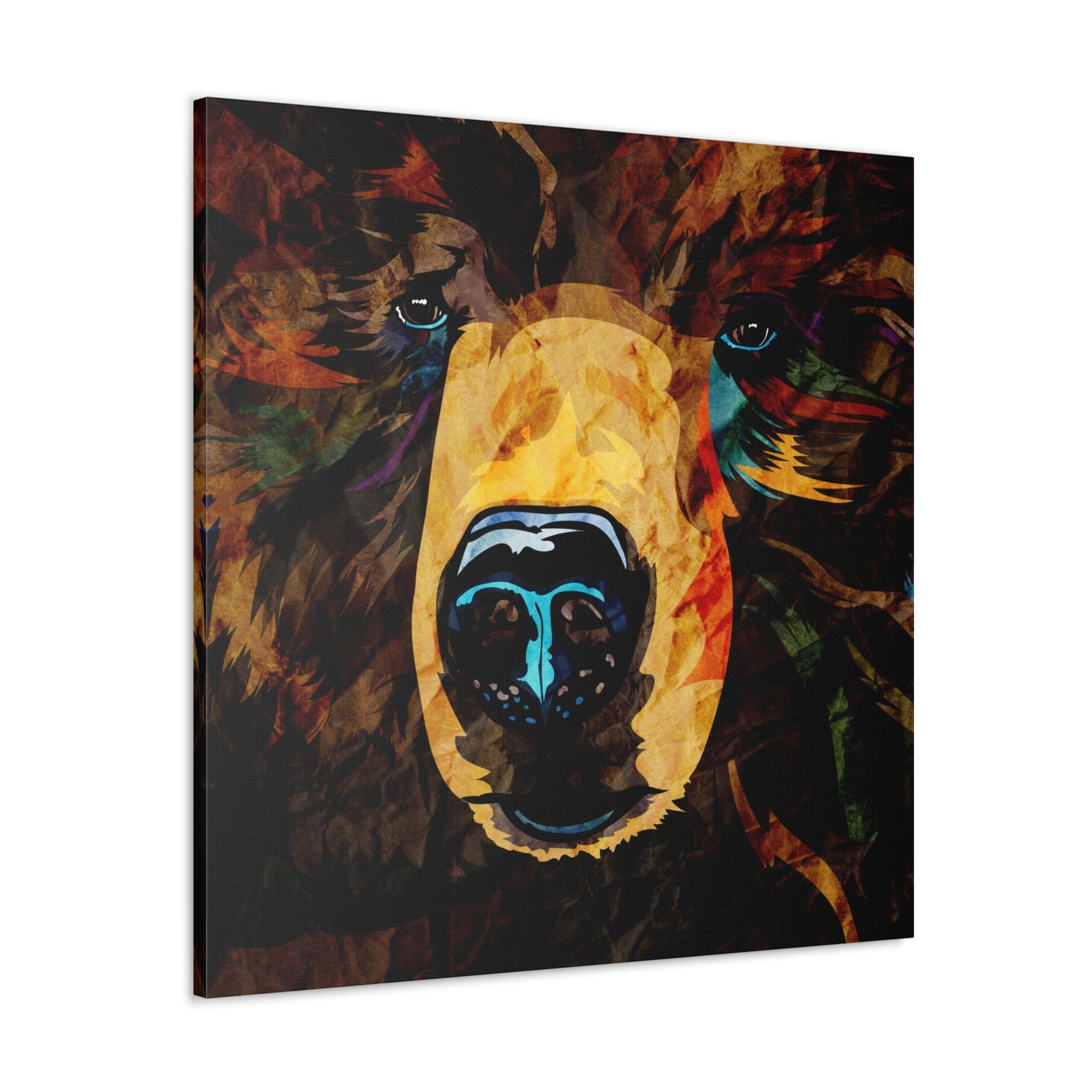 Grizzly Bear Canvas Gallery Wrap - Colorful Animal Wall Art