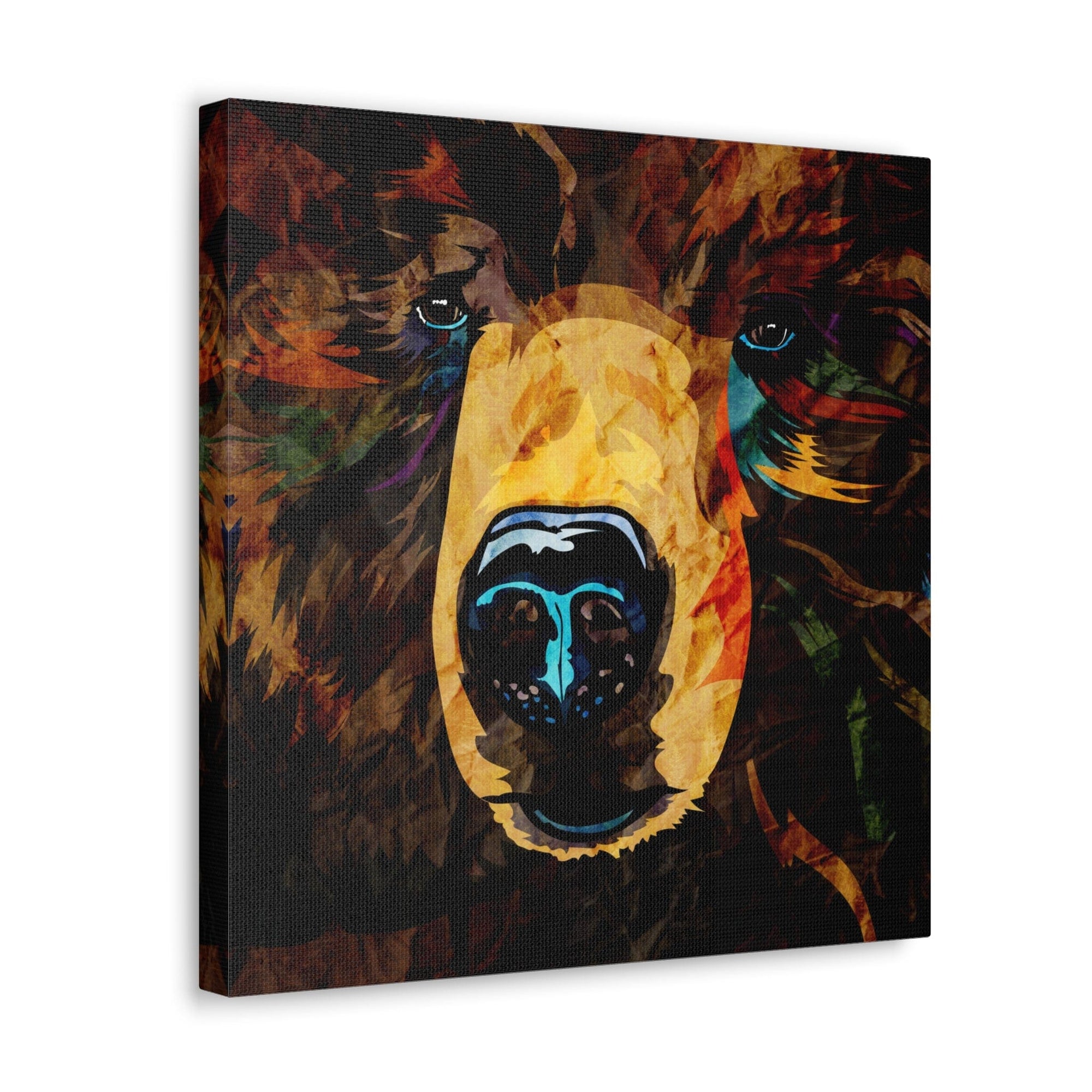 Grizzly Bear Canvas Gallery Wrap - Colorful Animal Wall Art