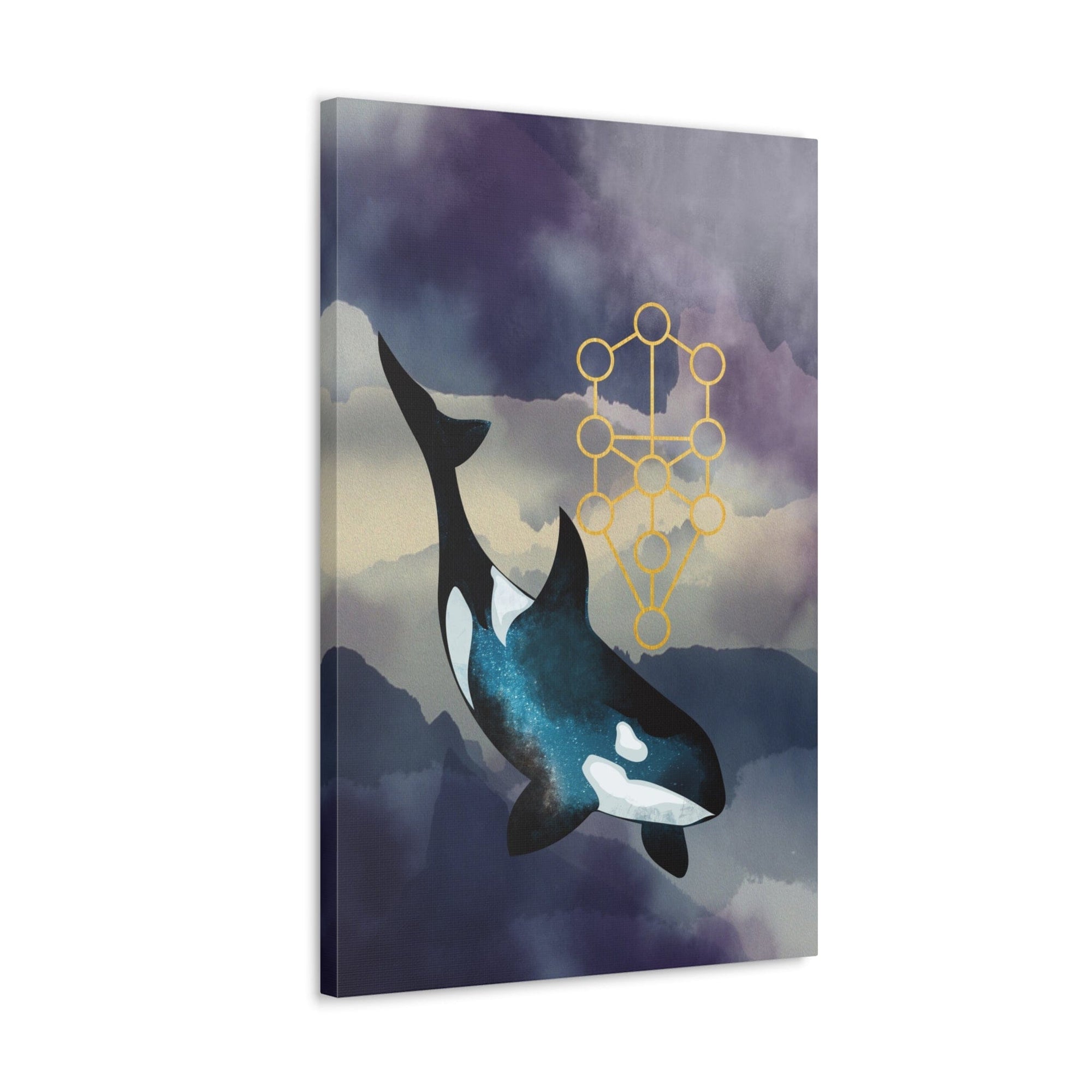 Canvas Print: Orca Sacred Geometry Watercolour Spiritual Home Decor