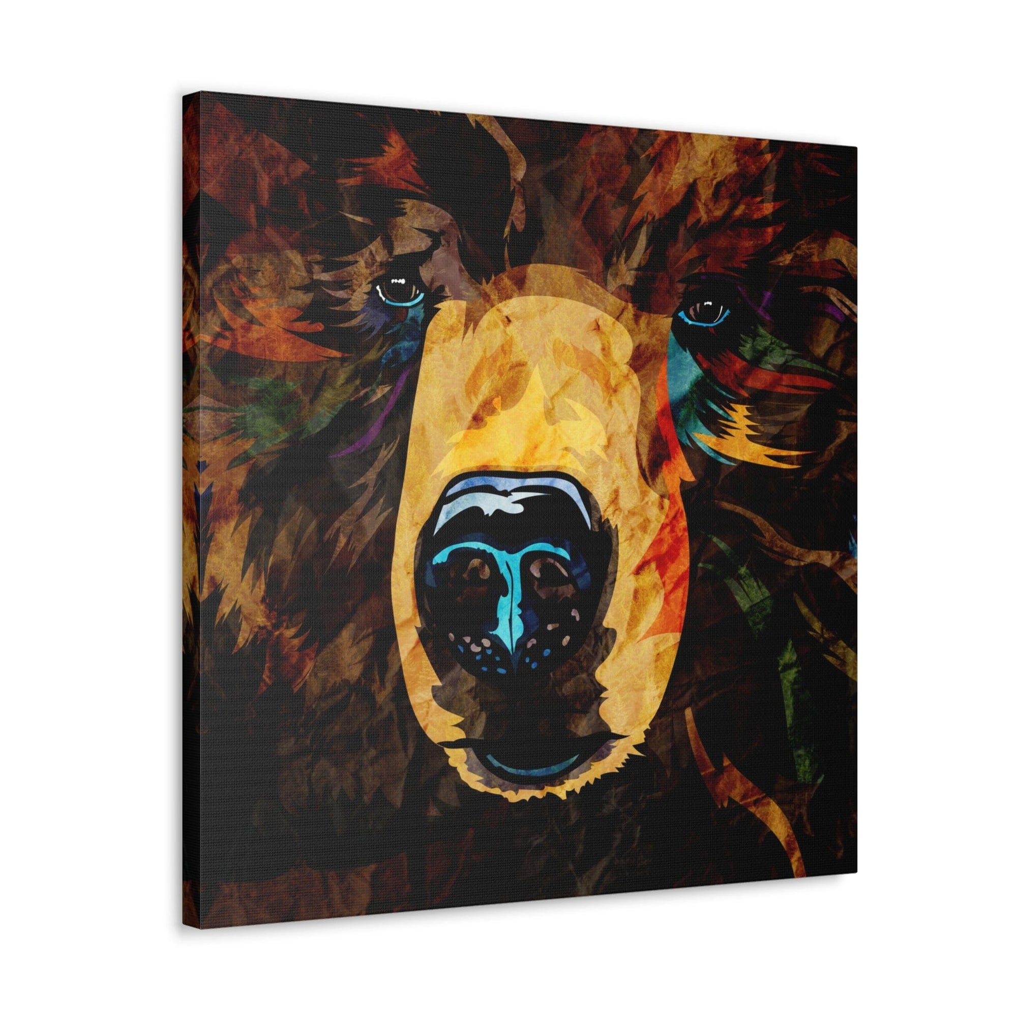 Grizzly Bear Canvas Gallery Wrap - Colorful Animal Wall Art