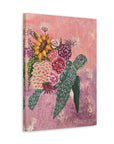 Floral Turtle Canvas Gallery Wrap - Vibrant Ocean Wall Art