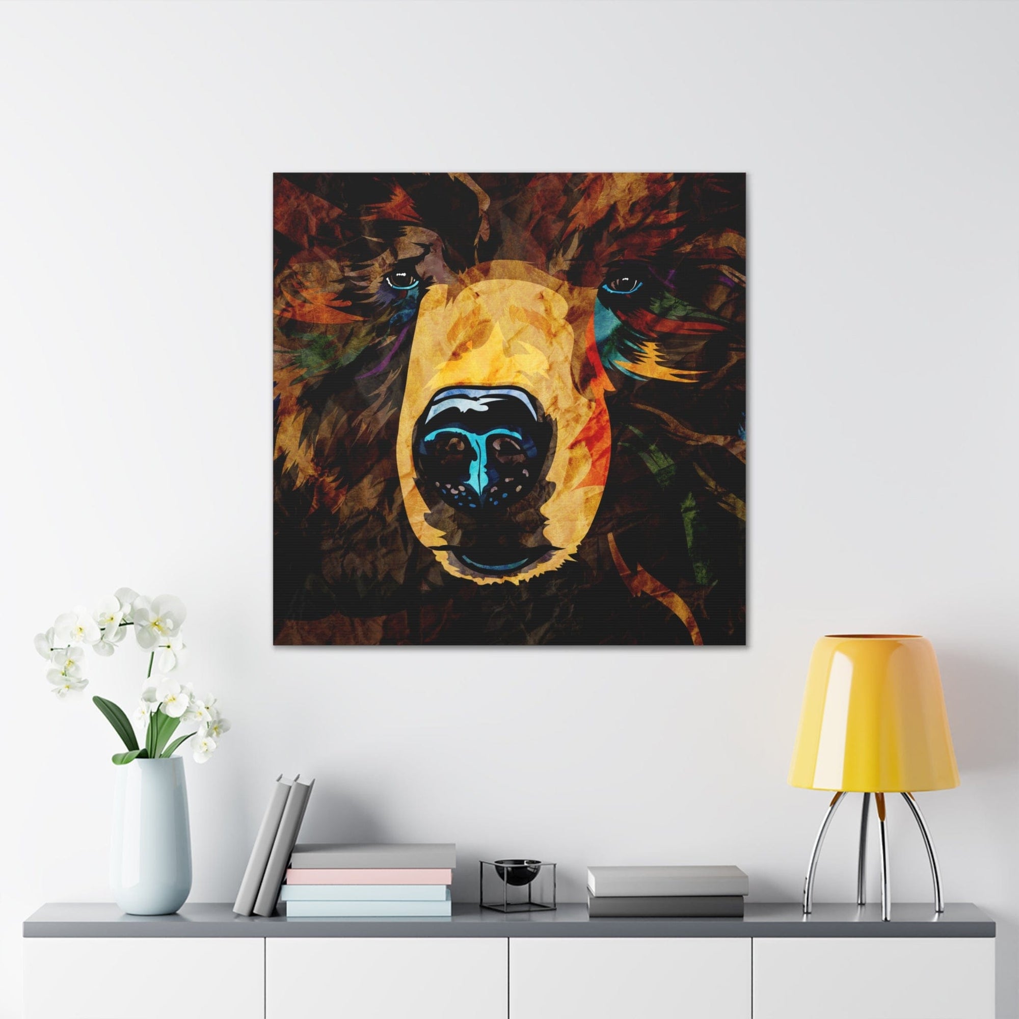 Grizzly Bear Canvas Gallery Wrap - Colorful Animal Wall Art