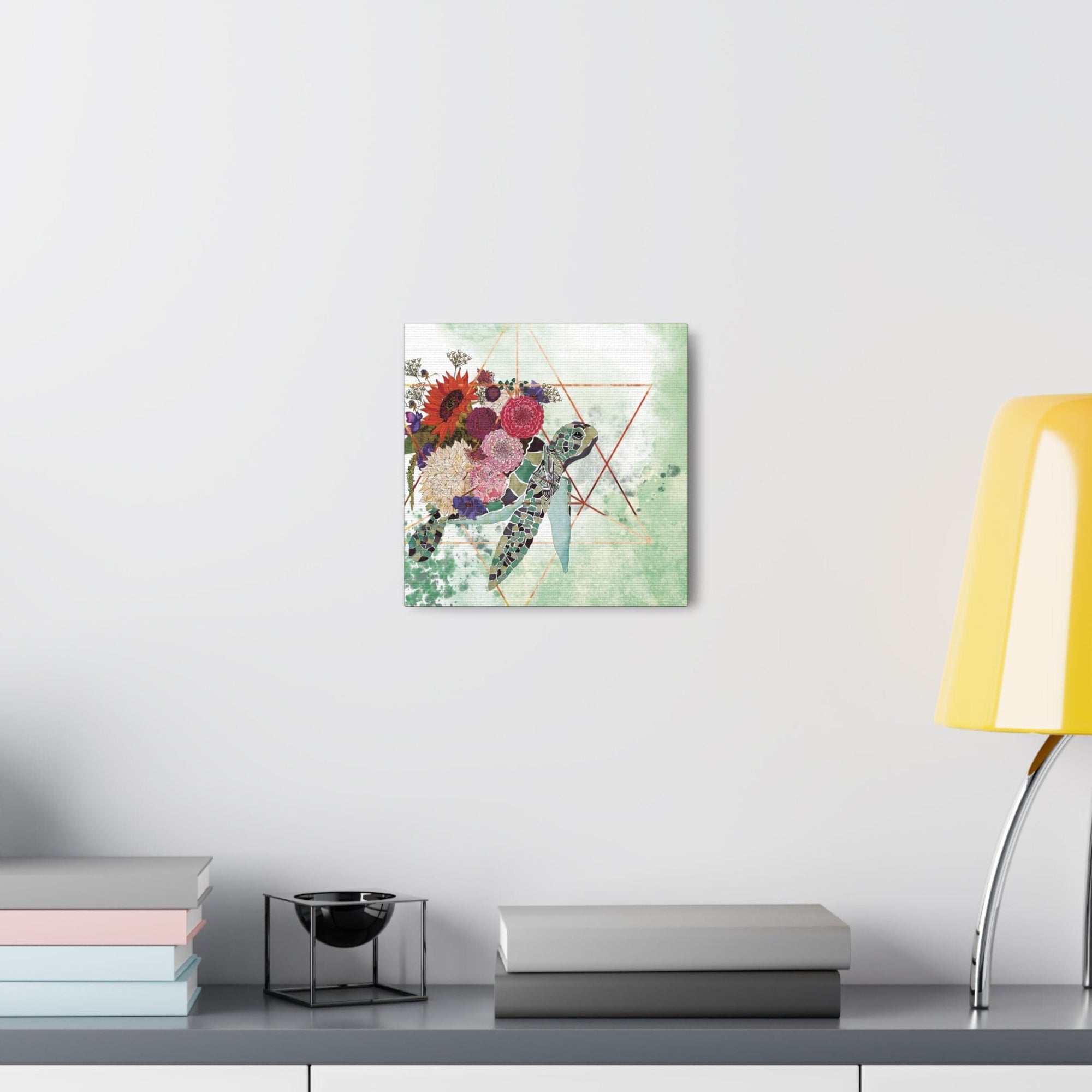 Canvas Print Sea Turtle Bouquet Wall Art, Bathroom wall art, yoga canvas print