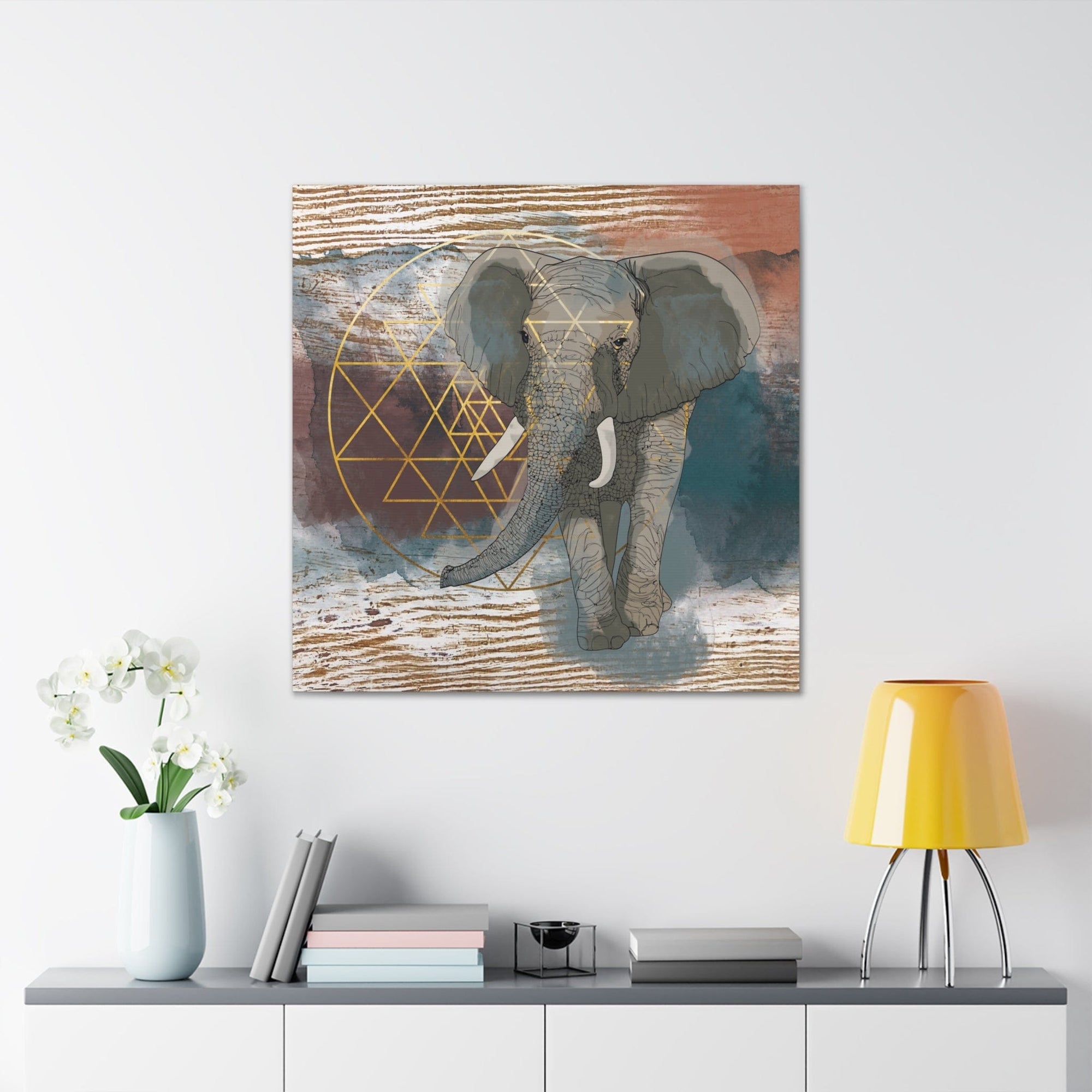 Canvas Wall Art sacred Geometry Elephant Wall Stretched Canvas Living Room Bedroom Ready to Hang