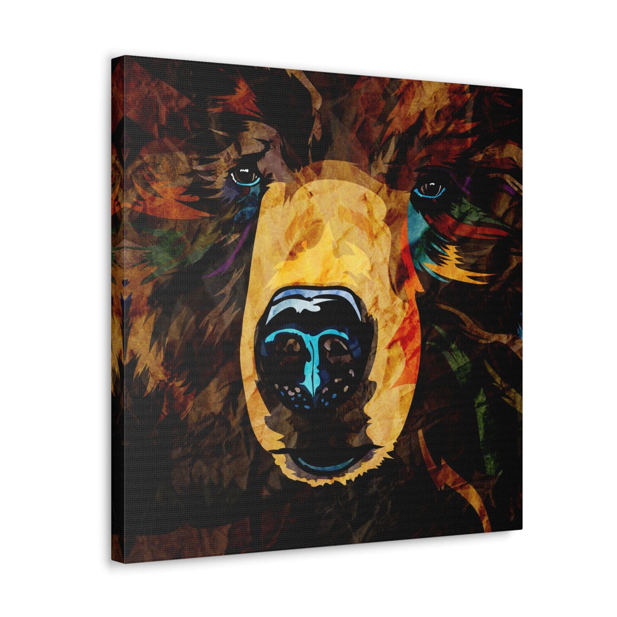 Grizzly Bear Canvas Gallery Wrap - Colorful Animal Wall Art