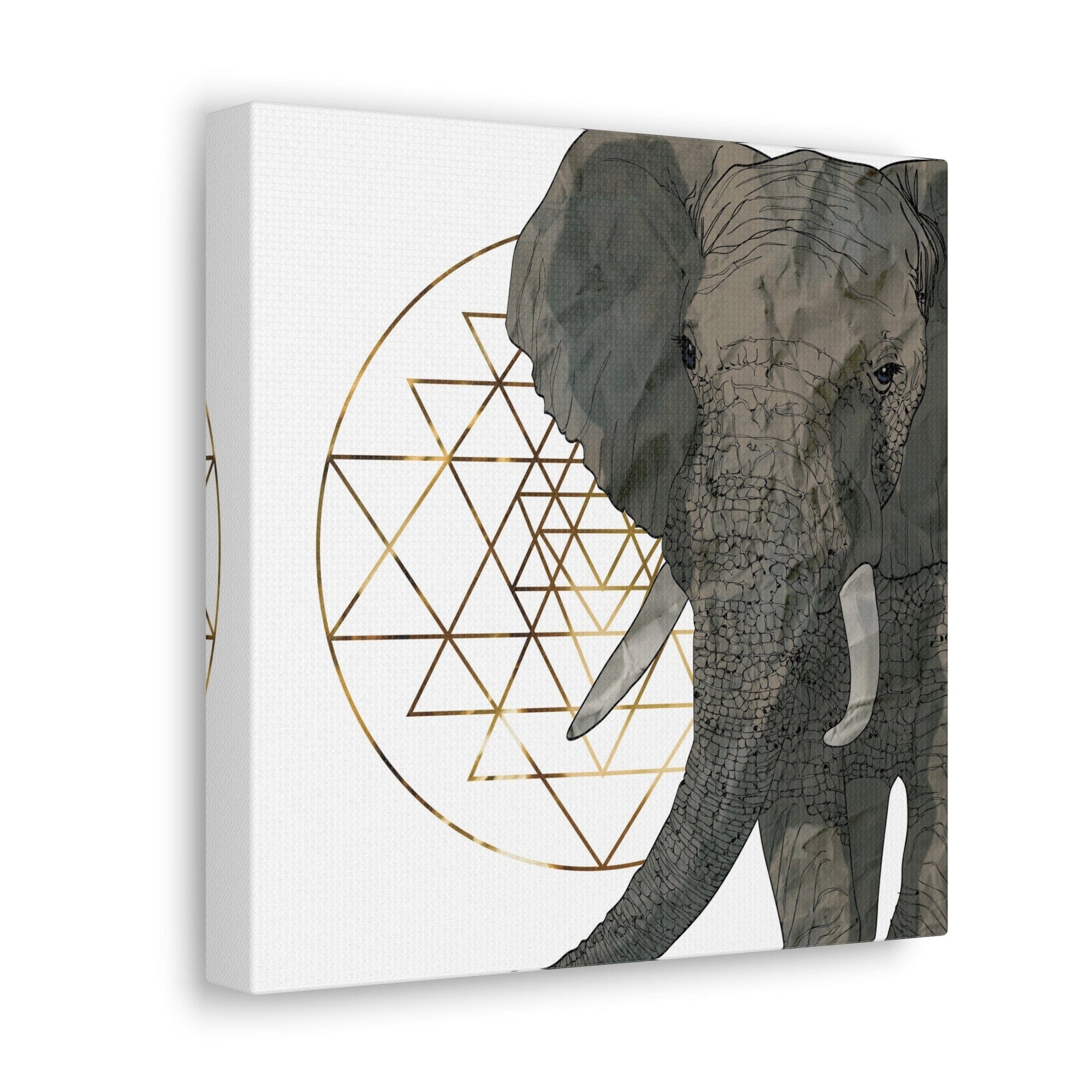 Sacred Geometry Elephant Canvas Art Print - Ready to hang spiritual artwork for yoga studio, home office