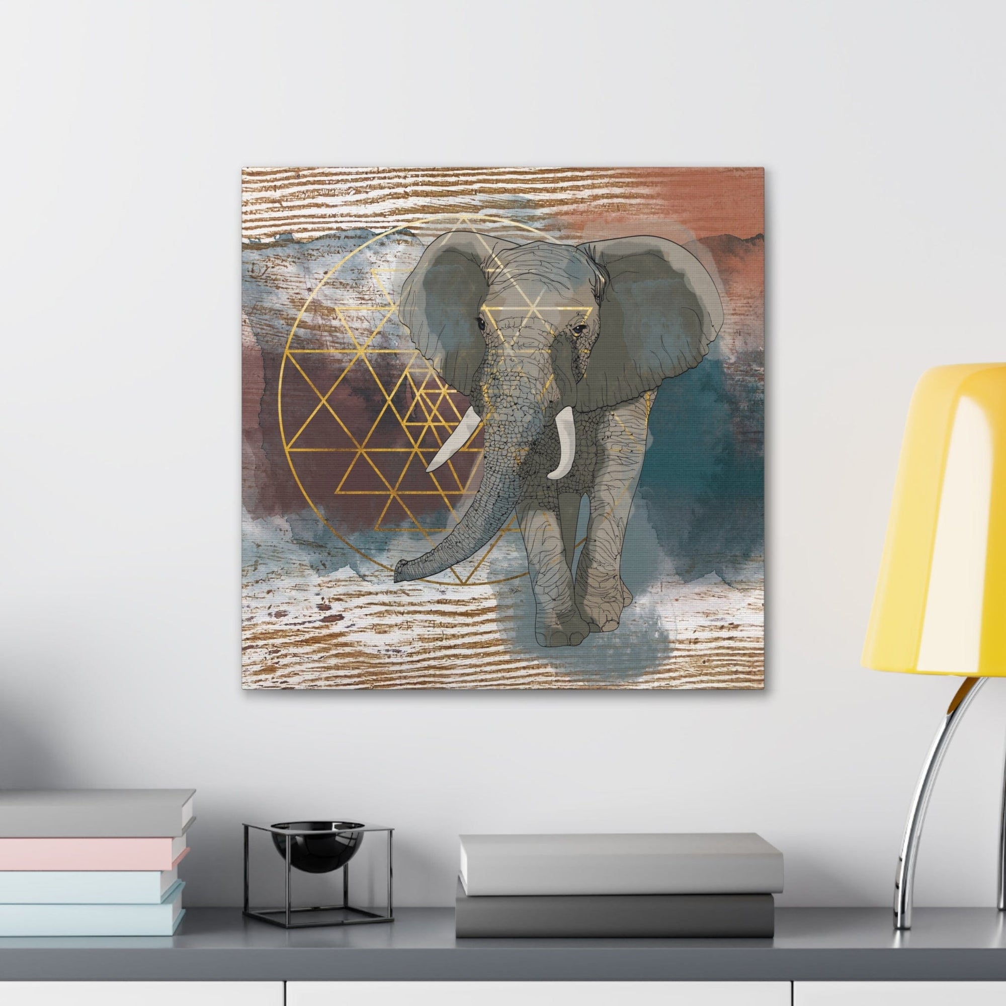 Canvas Wall Art sacred Geometry Elephant Wall Stretched Canvas Living Room Bedroom Ready to Hang