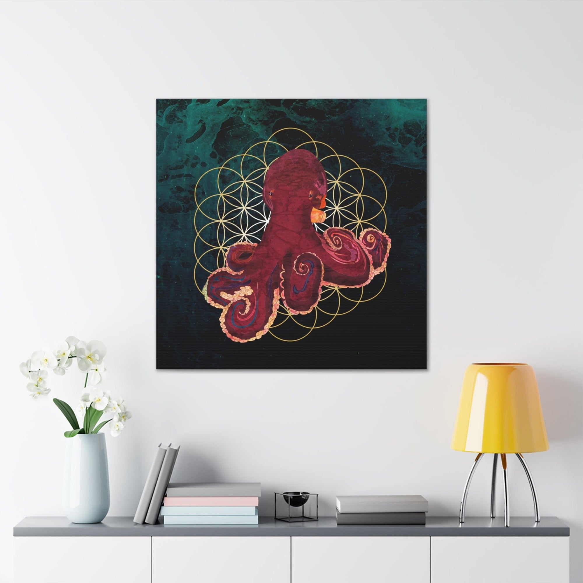 Ocean Sea Octopus, Bathroom Wall Decor, Yoga Studio Office Art, Canvas Prints Nautical  Ready to Hang