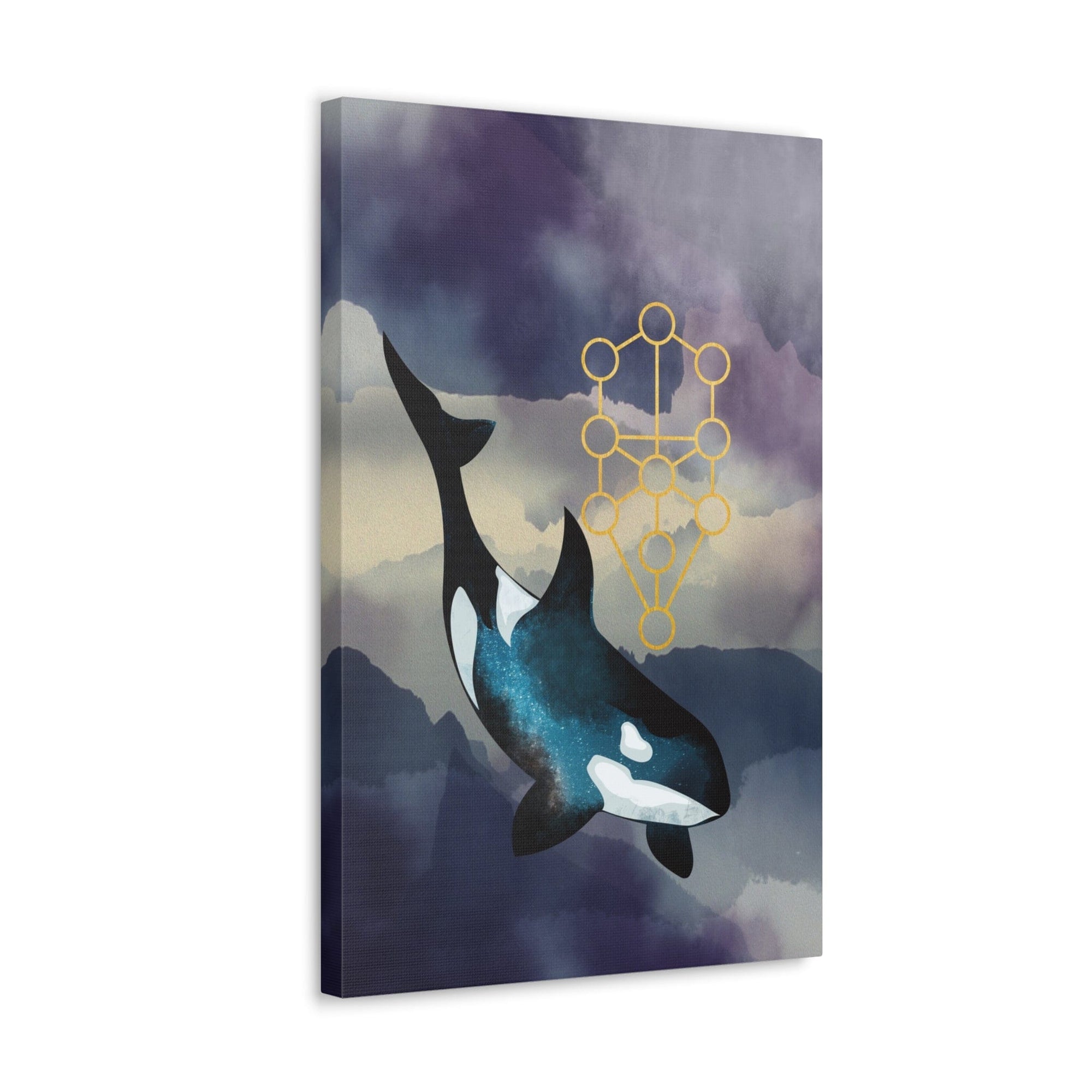 Canvas Print: Orca Sacred Geometry Watercolour Spiritual Home Decor