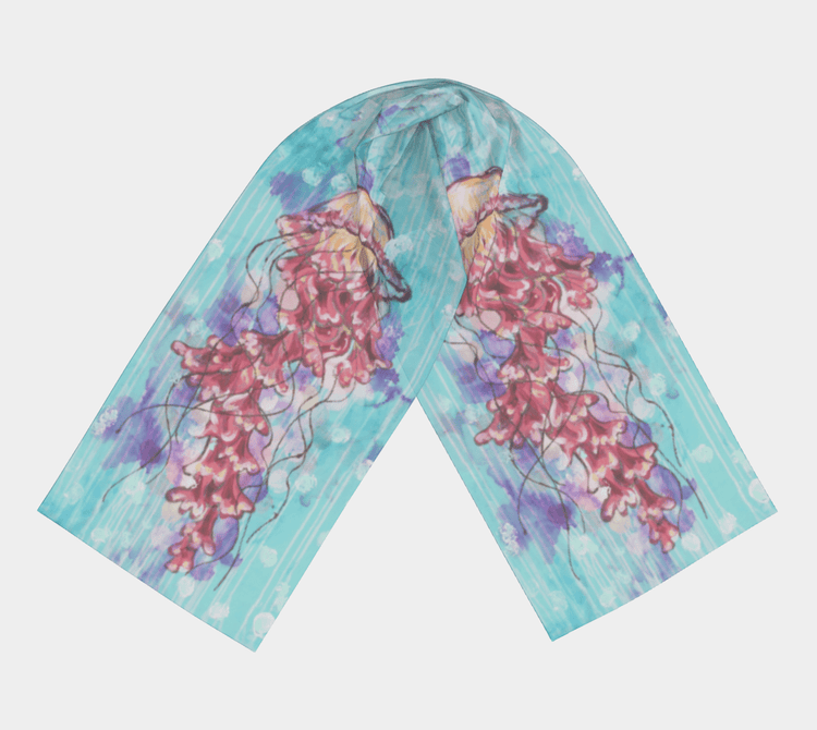 Teal Jellyfish Scarf - The beauty of the mess - Luxury Silk Scarf