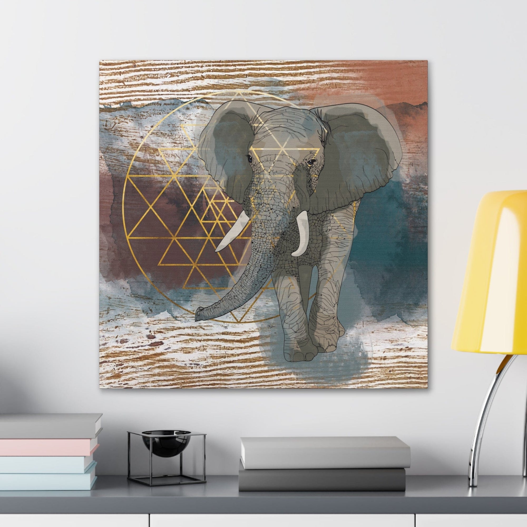 Canvas Wall Art sacred Geometry Elephant Wall Stretched Canvas Living Room Bedroom Ready to Hang