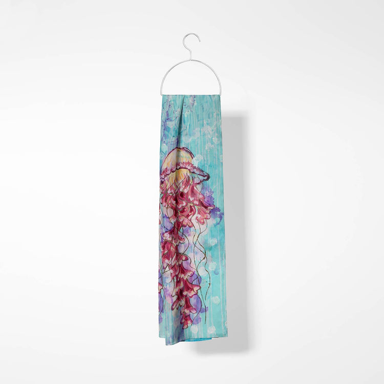 Teal Jellyfish Scarf - The beauty of the mess - Luxury Silk Scarf
