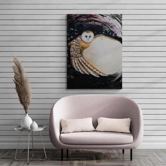 Abstract Owl Painting- The bridge between worlds - Original Art - Wildlife Luxury Art