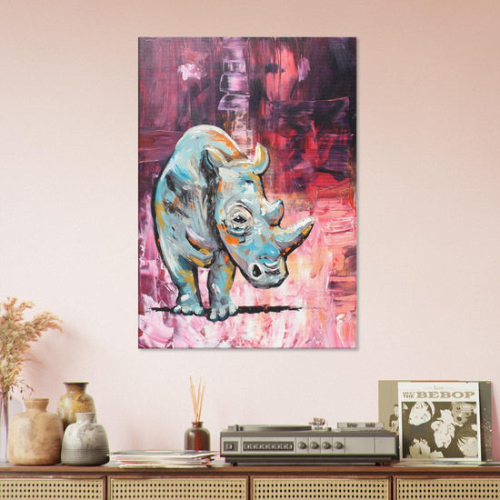 Rhino Luxury Print on Canvas - Green Animal Project